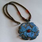 vintage chinese kingfisher necklace