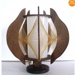 vintage danish modern wood and string table lamp