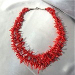 vintage double strand coral necklace z