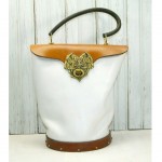 vintage enid collins leather brass bucket purse z