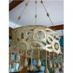 vintage french art nouveau linen chandelier shade