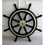 vintage hastie mahogany brass captains wheel