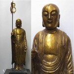 vintage japanese wood carved large buddhist statue z