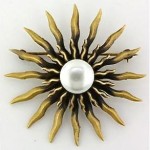 vintage joseff of hollywood pearl sunburst brooch
