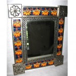 vintage mexican tin and tile mirror z