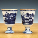 vintage pair antique 18th century chinese porcelain wine cups z