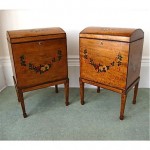 vintage pair handpainted wine cellaret storage chests