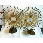 vintage pair mid-century sunburst candle wall sconces