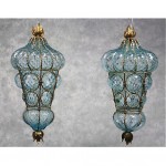 vintage pair murano glass hanging lamps z