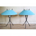 vintage pair of 1950s gerald thurston for lightolier tripod lamps z