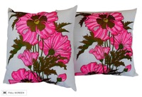 vintage pair of alfred shaheen fabric pillows