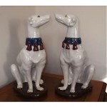 vintage pair of pottery dogs z