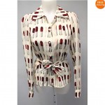 vintage prada lipstick print silk blouse