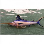 vintage rare art deco gold enamel tuna club marlin fishing trophy pin z