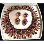 vintage rhinestone necklace and earrings set