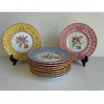 vintage set dresden reticulated porcelain plates