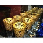 vintage set gold gilt enameled moser champagne flutes