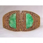 vintage silver filigree chinese jade bracelet