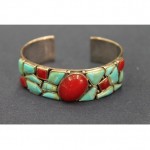 vintage turquoise coral cuff bracelet