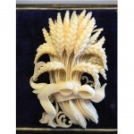 antique 1870s hand carved wheat brooch