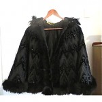 antique au bon marche french velvet satin beaded feather cape z