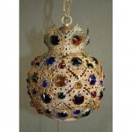 antique brass jeweled light fixture