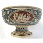 antique c. 1899 german stoneware footed punch bowl