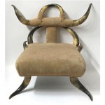 antique child's cow horn leather chair