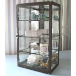 antique glass and tin display cabinet z