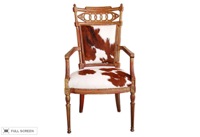 antique italian cowhide chair