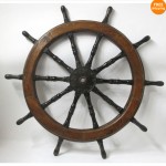 antique large steam ship wheel z