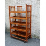 antique oak industrial rolling rack