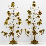 antique pair of 19th century french gilt bronze glass flower candelabra z
