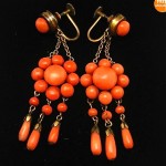 antique victorian coral drop earrings