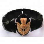 antique whitby jet and carved bone thistle mourning bracelet