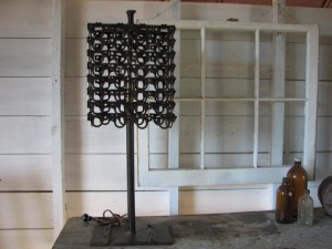 vintage industrial table lamp with chain shade