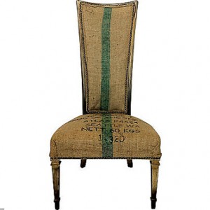 throne upholstery recycled coffee sack accent chair