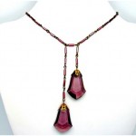 vintage 1930s art deco amethyst crystal glass necklace