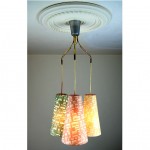 vintage 1950s brass fabric suspension ceiling lamp z