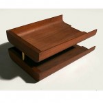 vintage 1950s danish modern teak double letter tray