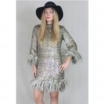 vintage 1960s metallic sequin feather cocktail dress z