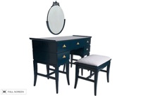 vintage 1960s pagoda-style desk mirror and bench