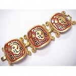 vintage 1960s trifari enamel aztec bracelet