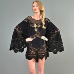 vintage 1970s crochet angel sleeve tunic mini dress z