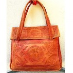 vintage 1970s moroccan tooled leather handbag