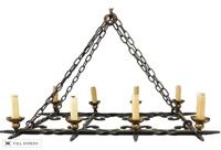 vintage 1980s hand forged iron chandelier