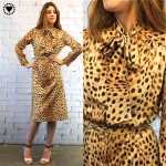 vintage 1980s i magnin leopard print secretary dress z