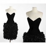 vintage 1980s tadashi velvet feathers cocktail dress z