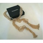 vintage 1981 chanel pearl lariat tassel necklace
