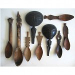 vintage african wood carved spoon collection